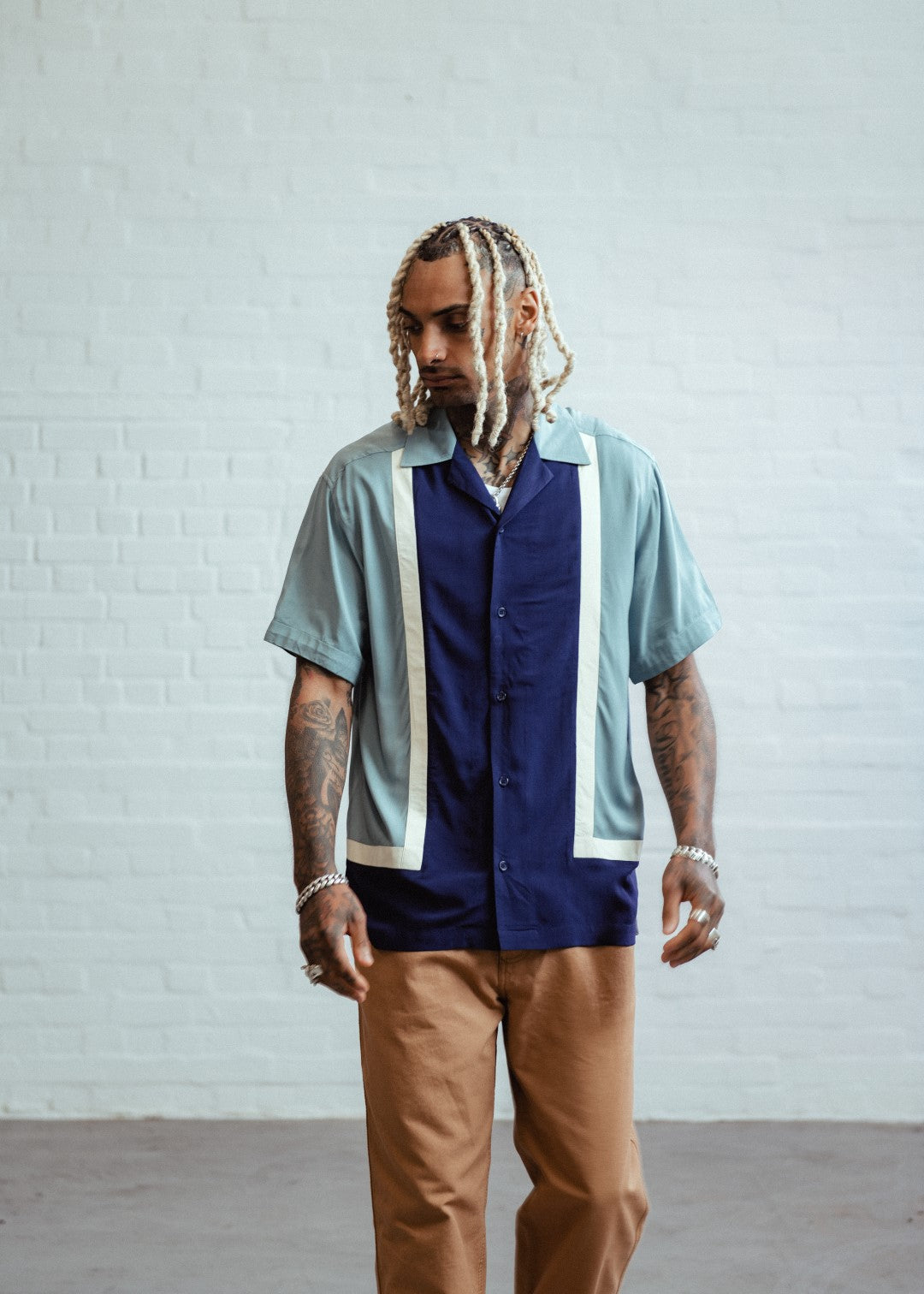 Walter Contrast Panel Bowling shirt