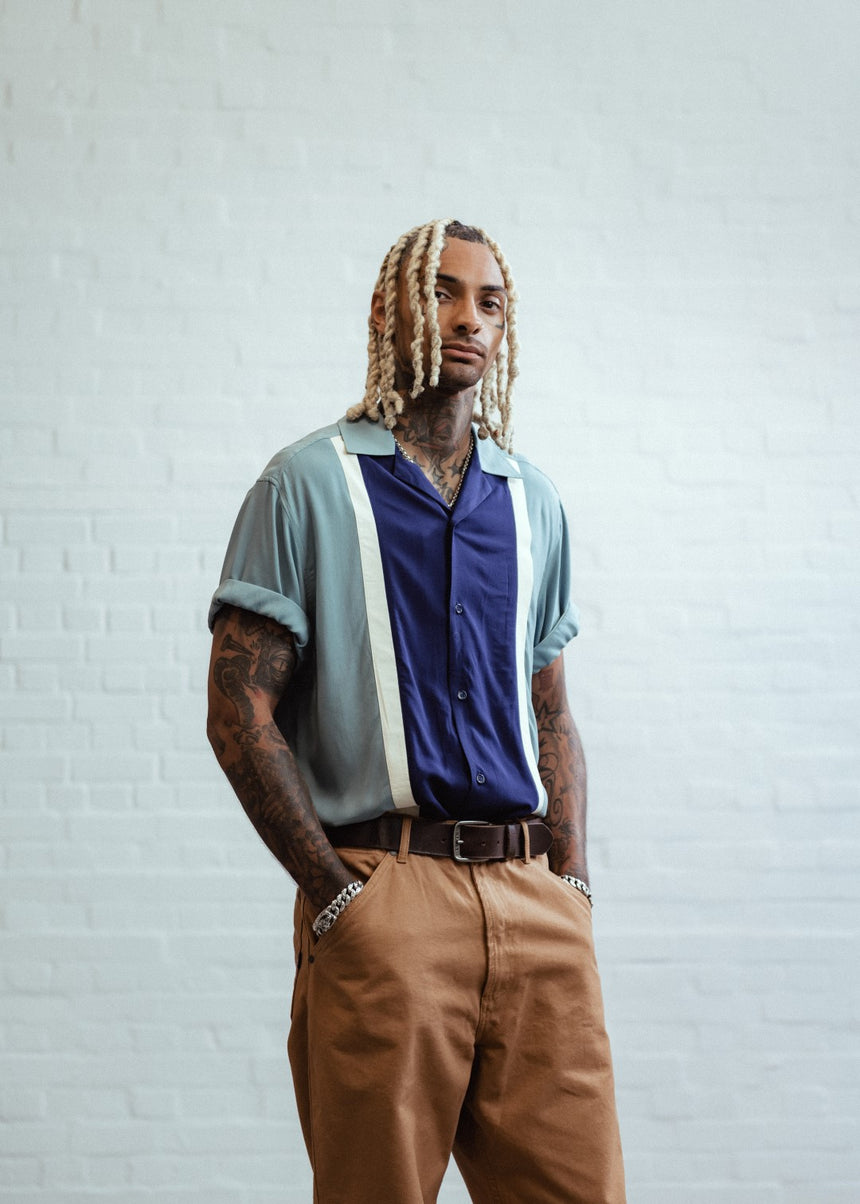 Walter Contrast Panel Bowling shirt